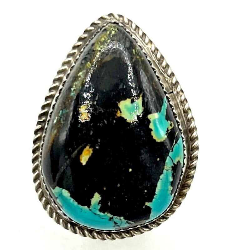 Navajo Back Jack Turquoise Ring Sterling Silver Sz 8 Adjustable D. Nez (1 of 4)