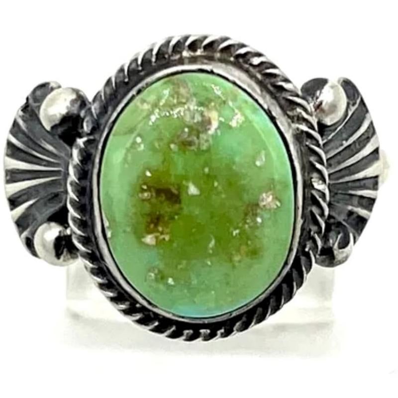 Navajo Royston Turquoise Ring Size 9 Sterling Silver J. Largo: For your consideration is this fab Navajo sterling silver, and Royston turquoise ring size 9 by the Navajo artist J. Largo. Size 9. Measures about 1/2" on the front. Wonderful example of wearable Nati