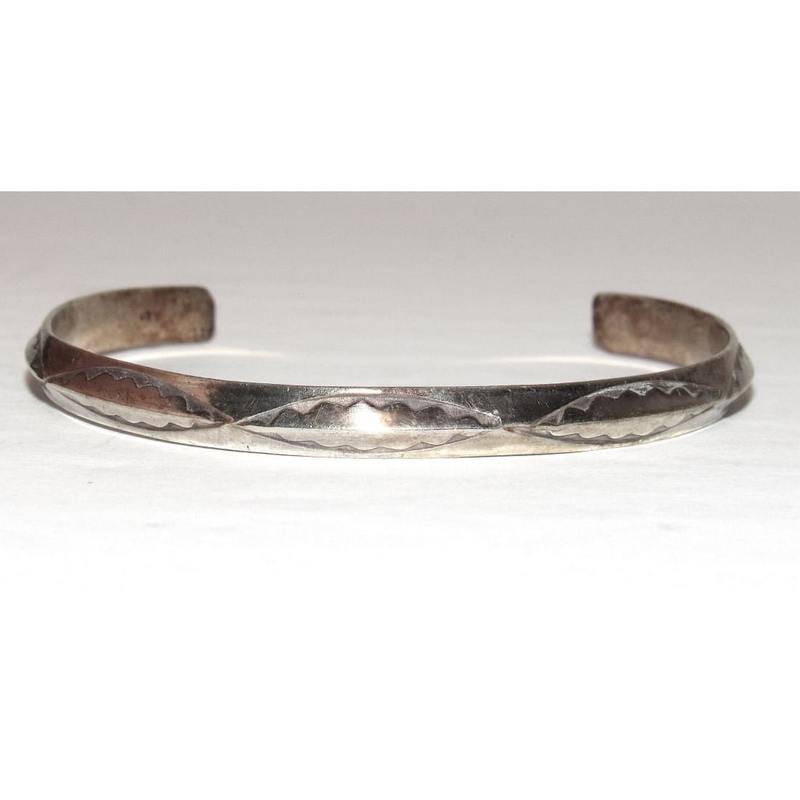 Old Pawn Navajo Carinated Stacker Cuff Bracelet Ingot Sterling Silver (1 of 5)