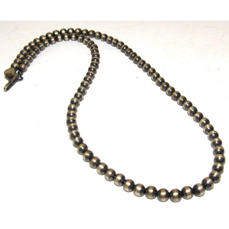 Navajo Pearls Necklace 4mm Sterling Silver Beads Necklace 22"L (1 of 3)