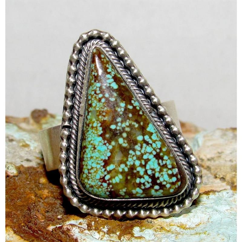 Navajo Number 8 Turquoise Ring Adjustable Size Sterling Silver S. Skeets: Navajo Number 8 Turquoise Ring Adjustable Size Sterling Silver S. Skeets. For your consideration is this fantastic Native American Navajo sterling silver and Number 8 turquoise cabochon ring in adjust