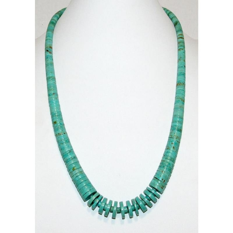 Santo Domingo Royston Turquoise Heishi Necklace Lupe Lovato (1 of 5)