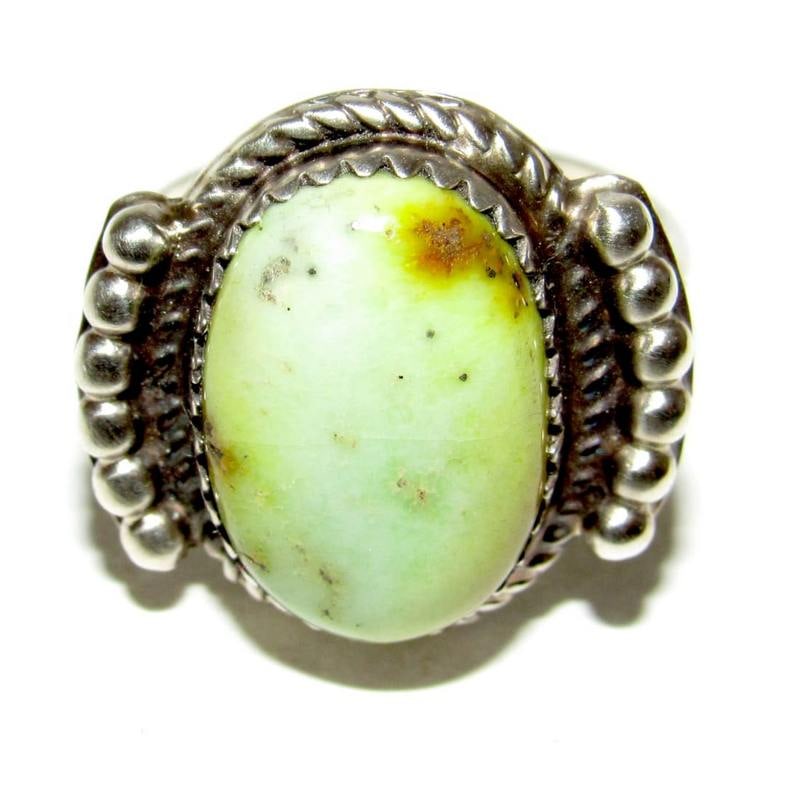Navajo Palomino Turquoise Variscite Ring Sterling Silver Size 7 Signed (1 of 3)