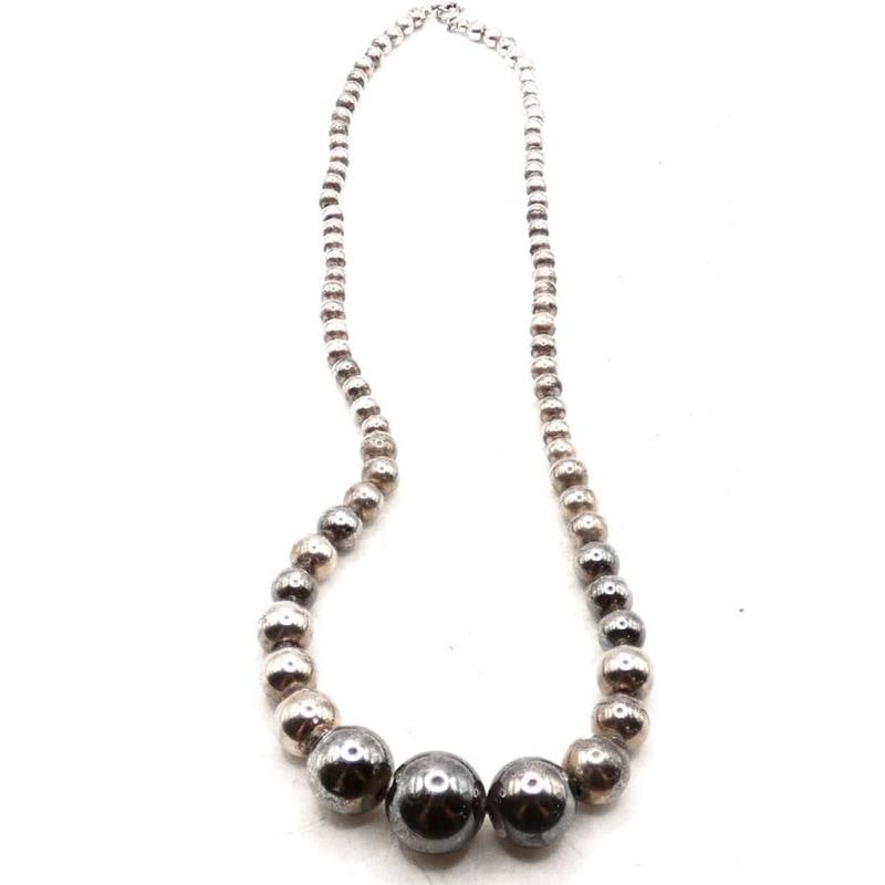 Vintage Mexican 925 Sterling Silver Beaded Necklace (1 of 3)