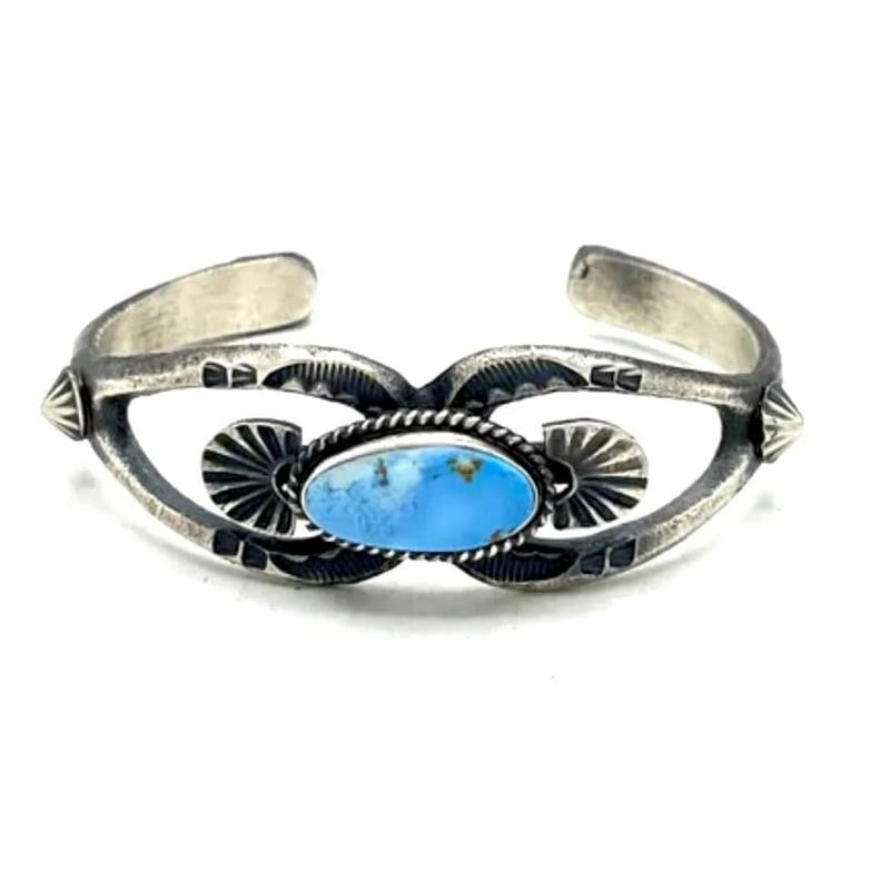 Navajo Golden Hills Turquoise Bracelet Sterling Silver K. Billah (1 of 4)