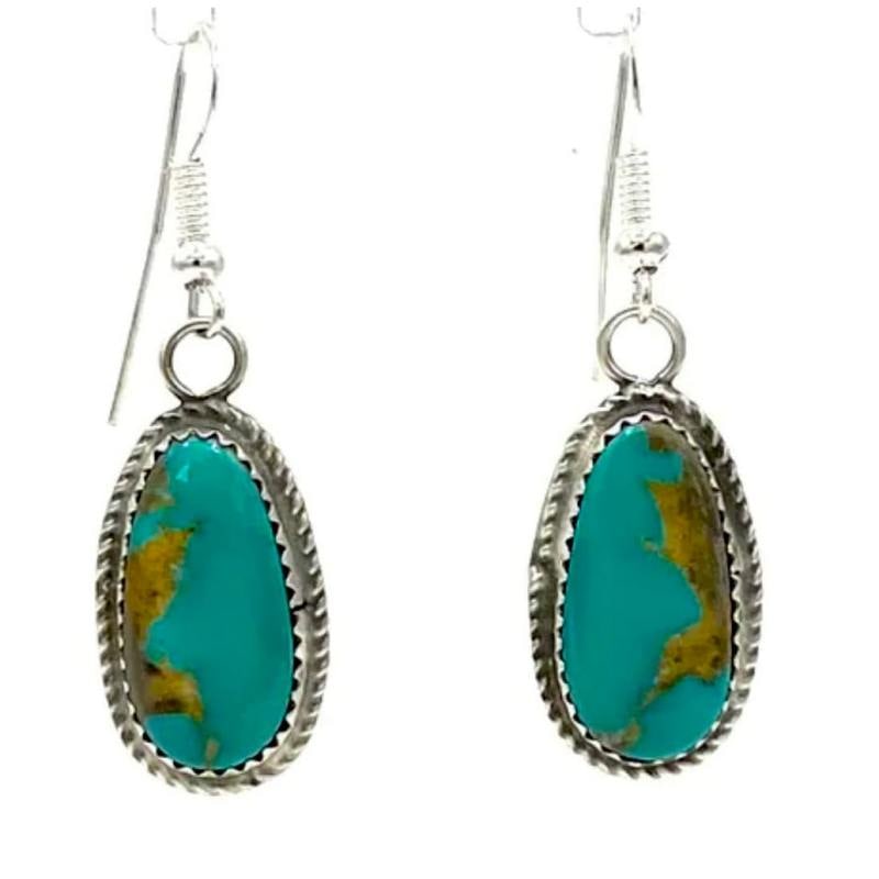 Navajo Royston Turquoise Dangle Earrings Sterling D. Nez (1 of 3)