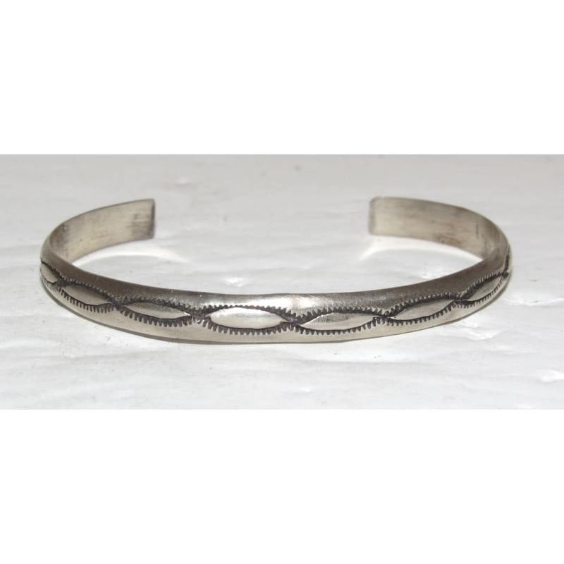 Navajo Sterling Silver Ingot Hand Stamped Stacker Cuff Bracelet Rob Cadman (1 of 4)