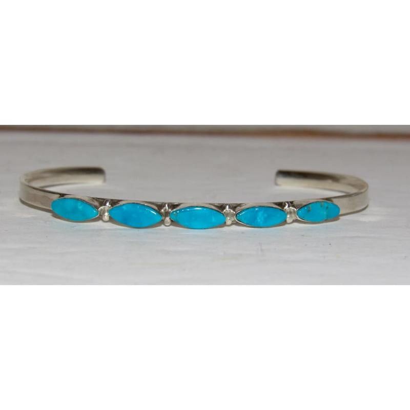 Zuni Turquoise Stacker Cuff Bracelet Sterling Silver (1 of 5)