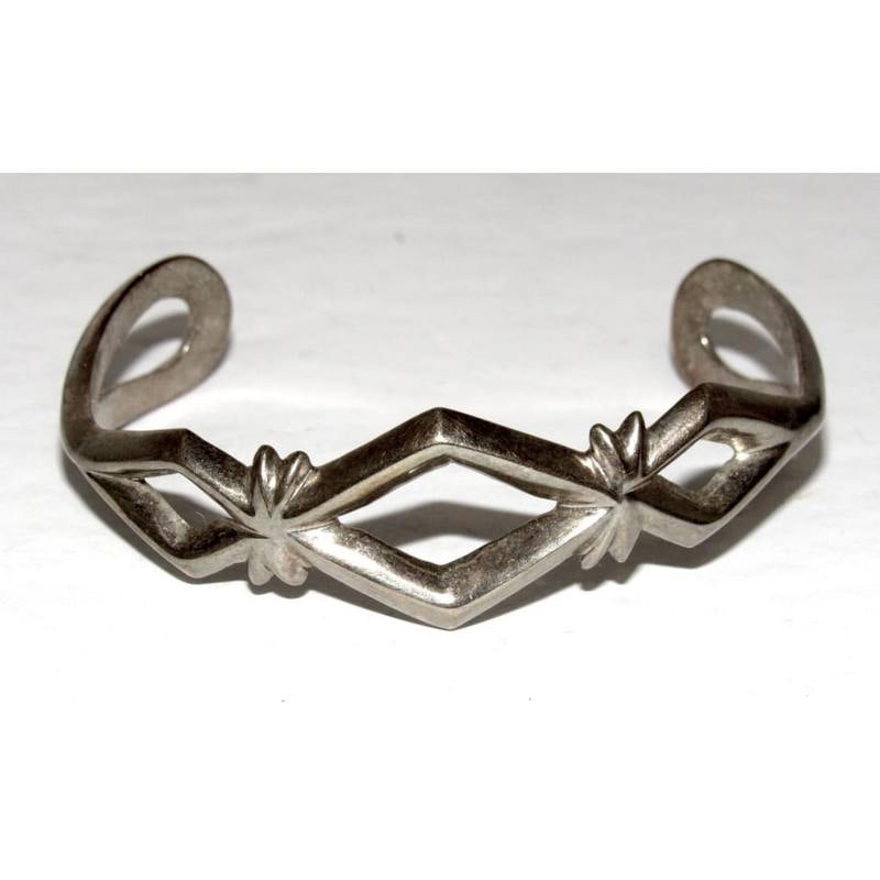 Vintage Navajo Sterling Silver Sand Cast Cuff Bracelet B. Yazzie (1 of 6)