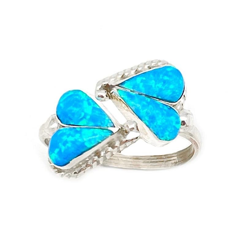 Zuni Opal Heart Ring Sterling Silver J. Cooeyate Size 8 (1 of 3)