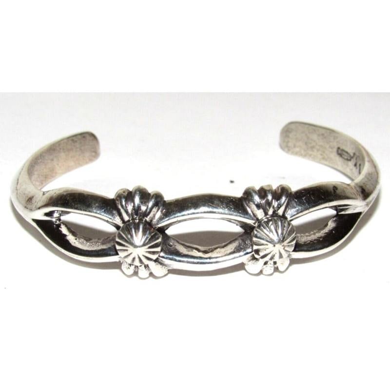 Navajo Sterling Silver Sand Cast Cuff Bracelet Bennet Yazzie Native Stacker: Stunning classic Navajo sterling silver sand cast cuff bracelet by the Navajo artist Bennett Yazzie. The inside circumference is about 6 3/4" including a 1 1/2" gap. Signed by the artist, stamped ster