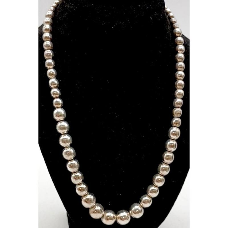 Vintage Mexico Taxco Sterling Silver Beads Necklace (1 of 6)