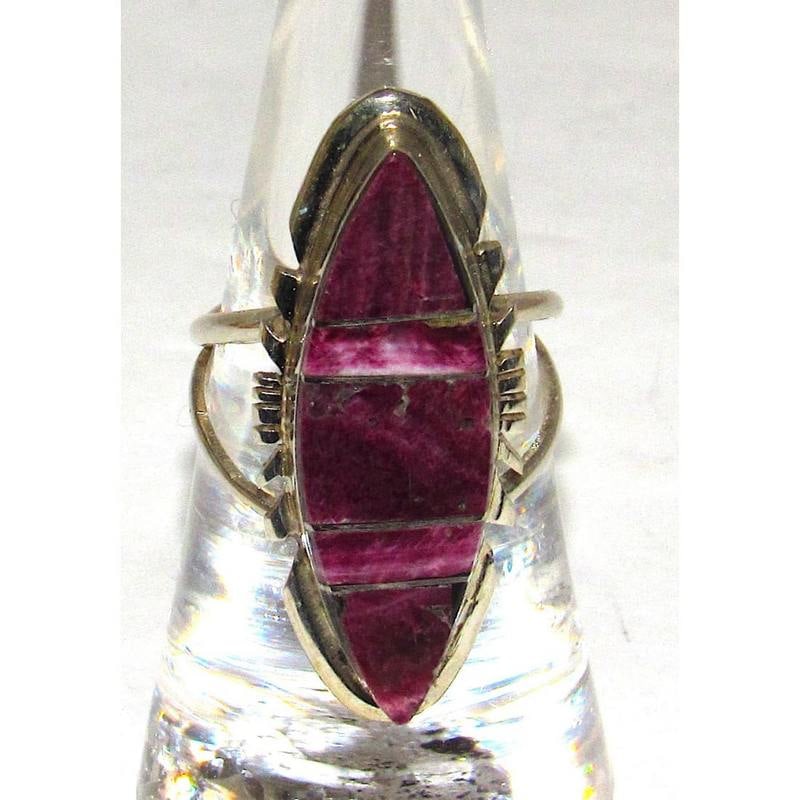 Navajo Purple Spiny Inlay Ring Sz 7 Sterling Silver E. Yazzie (1 of 5)