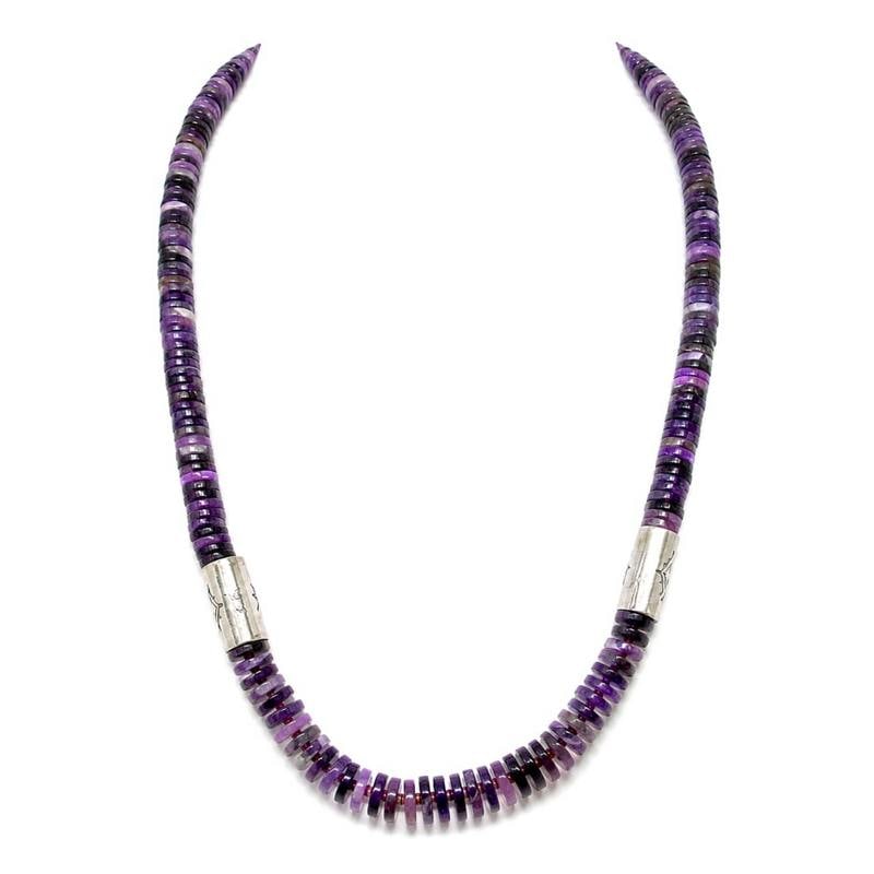 Vintage Navajo Amethyst Bead Heishi Necklace Sterling Silver (1 of 7)
