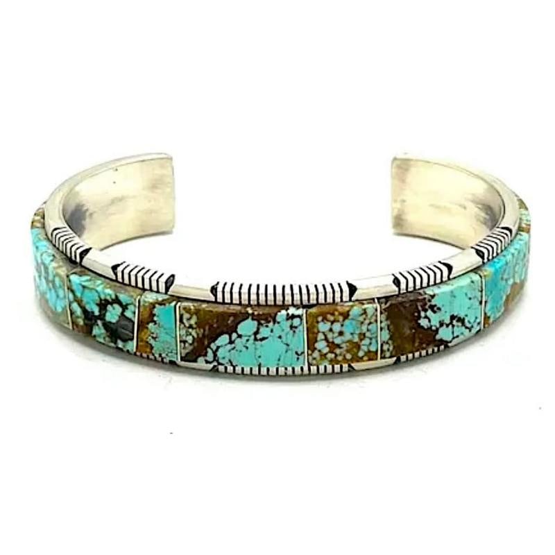 Navajo Number 8 Turquoise Inlay Cuff Bracelet Steve Francisco (1 of 3)