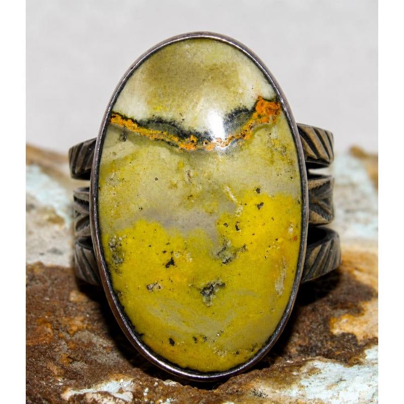 Native America Bumblebee Jasper Ring Sz 9 Jacob Troncosa Sterling Silver (1 of 5)