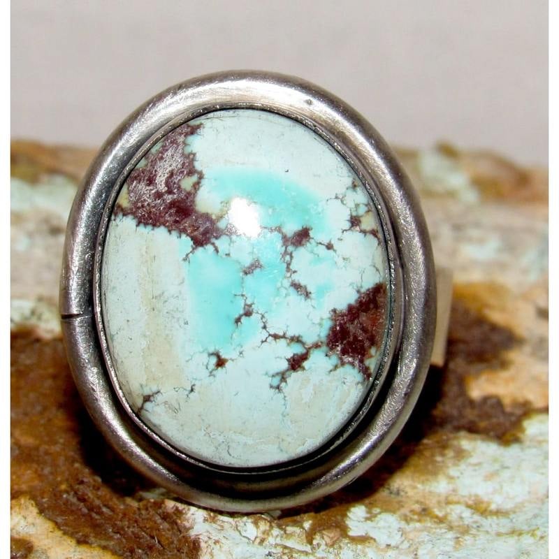 Navajo Golden Hills Turquoise Ring Sz 9 Adjustable Sterling Silver (1 of 6)