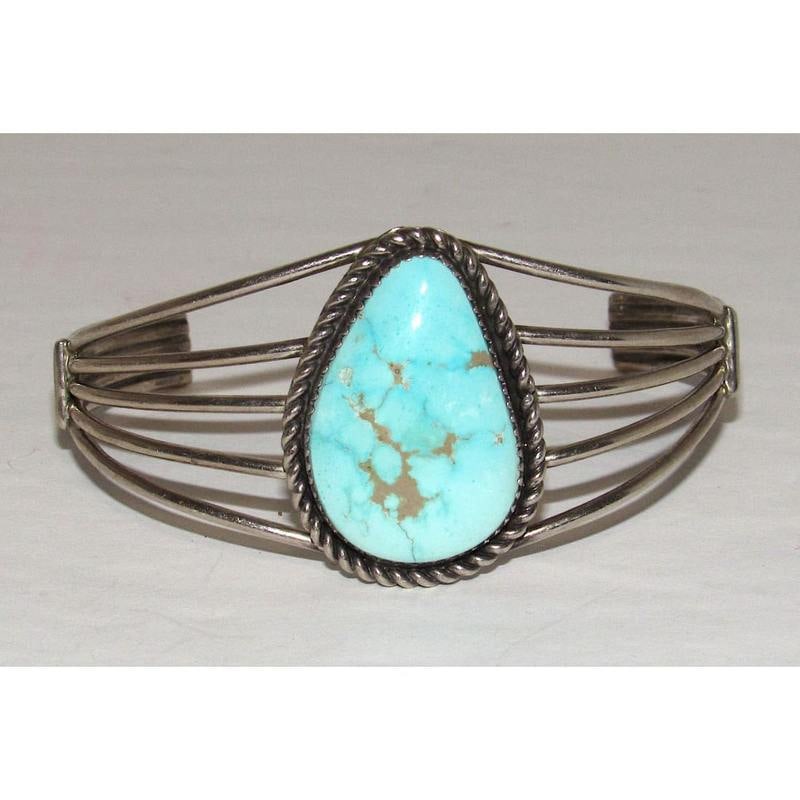 Vintage Navajo Dry Creek Turquoise Cuff Bracelet Sterling Silver Pete Morgan (1 of 5)