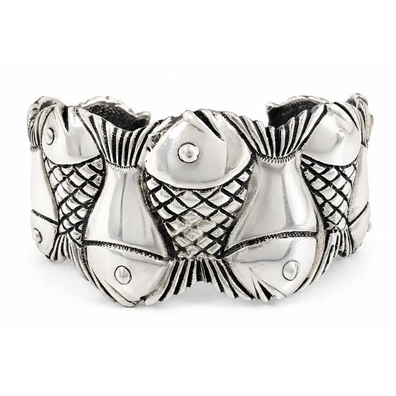 Vintage Taxco Mexico Fish Cuff Bracelet Sterling Silver - TM-90 Mexico, 62.5g (1 of 4)
