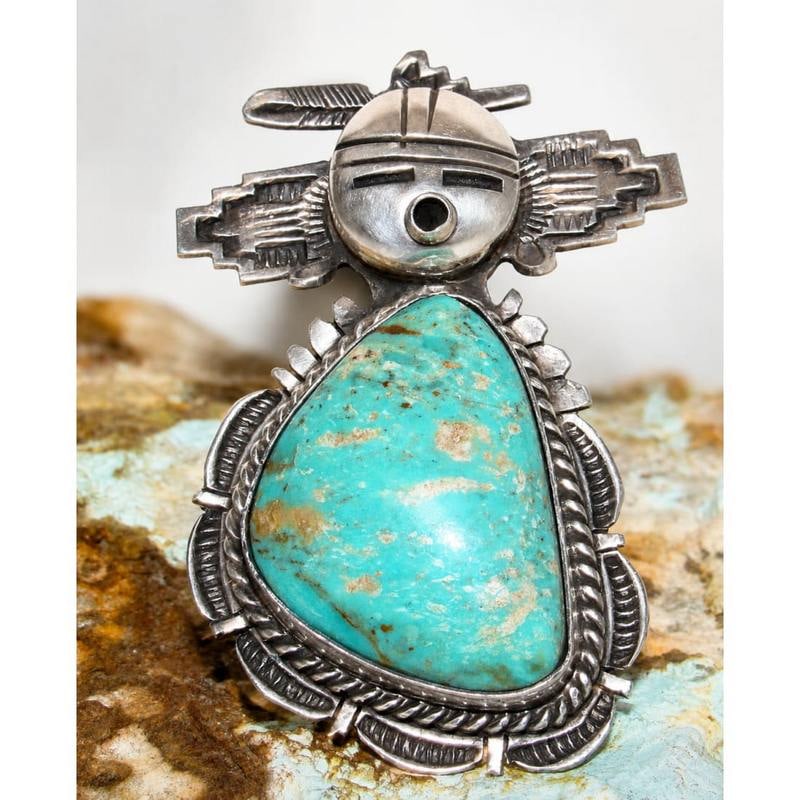 Navajo Butterfly Kachina Ring Sz 9 Royston Turquoise Sterling Bennie Ration Signed (1 of 7)