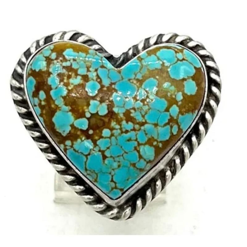 Navajo Number 8 Turquoise Heart Ring Sz 8 Adjustable Sterling Silver J Dixon: Navajo Number 8 Turquoise Heart Ring Sz 8 Adjustable Sterling Silver J Dixon. For your consideration is this fab Native American Navajo sterling silver and Number 8 turquoise heart ring size 8, adjust
