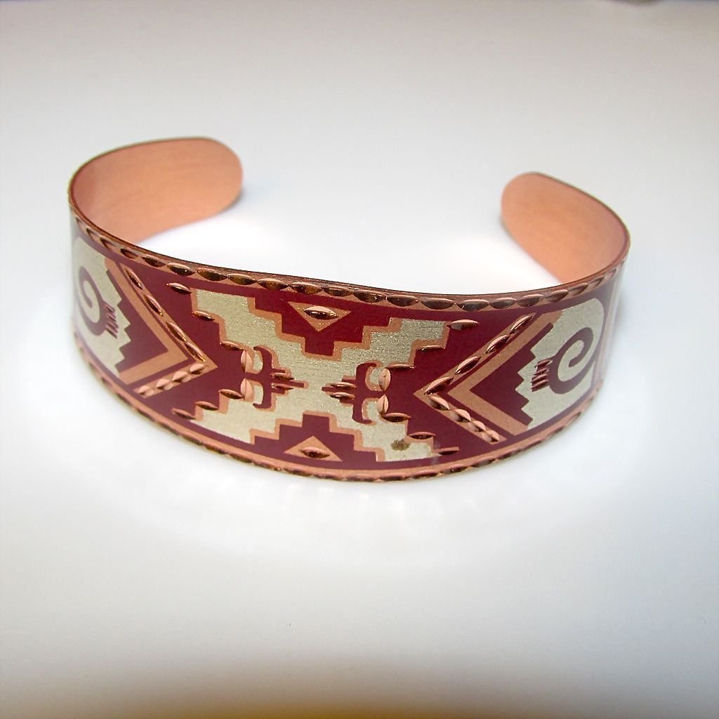 Native American Southwestern Design Copper Bracelet (1 of 1)