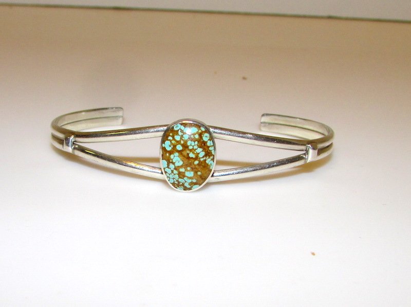 Vintage Navajo Sterling Turquoise Harold Becenti Cuff (1 of 2)