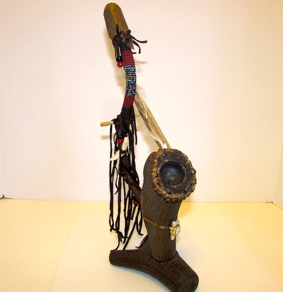 Vintage Navajo Beaded Standing Pipe Artifact (1 of 1)