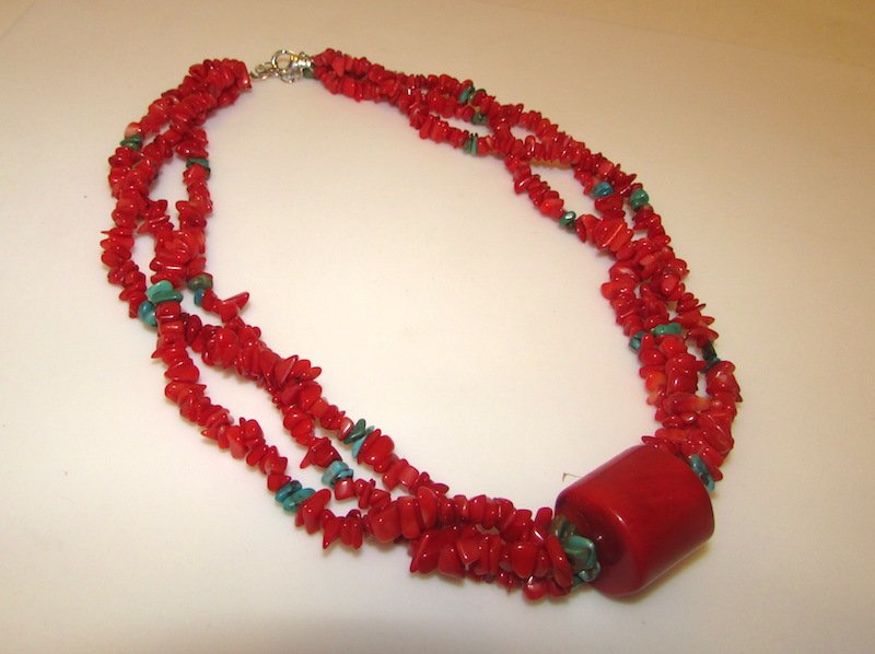 Vintage Red Coral Turquoise Necklace (1 of 1)