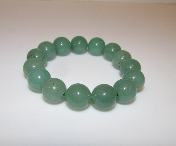 Vintage Green Jade Large Bead Bracelet (1 of 1)
