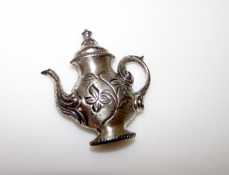 Antique Sterling Silver Tea Pot Brooch Pin (1 of 1)
