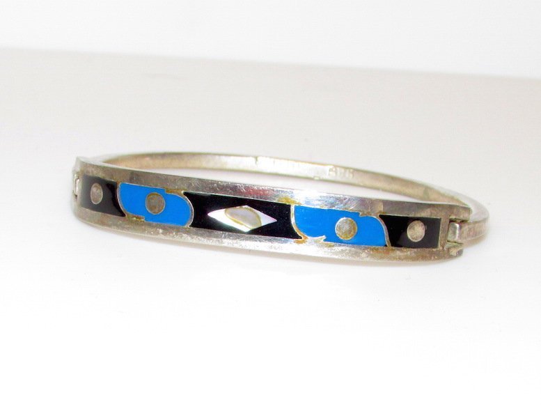 Mexican Sterling Silver 925 Pre Eagle Enamel Bracelet (1 of 2)