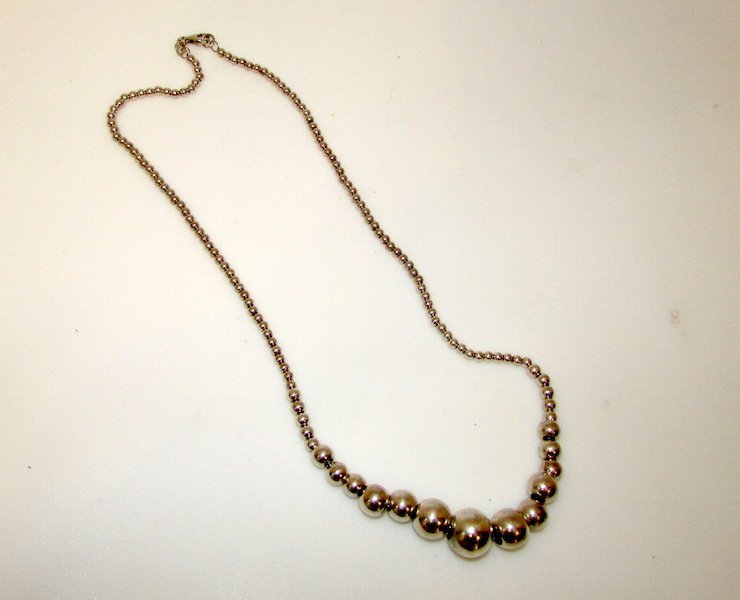 Sterling Silver 925 Graduated Beads Necklace (1 of 1)