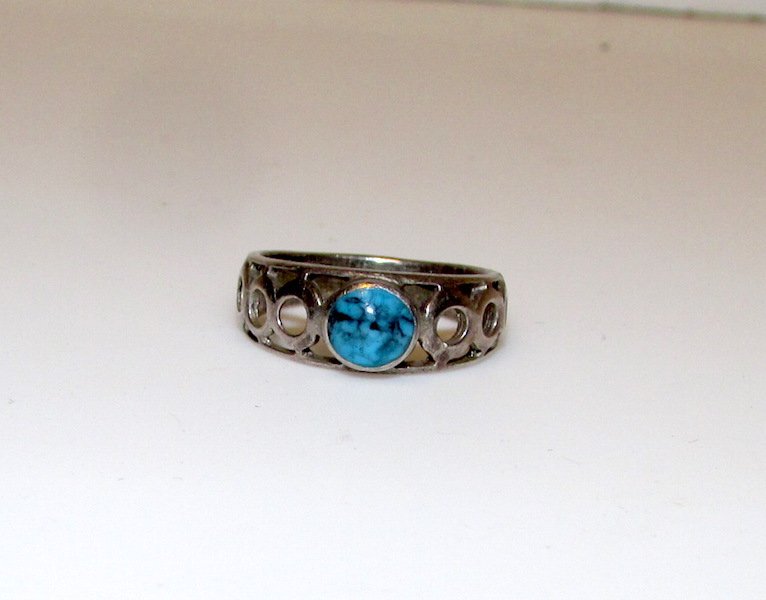 Sterling Silver Turquoise Filigree Ring (1 of 2)