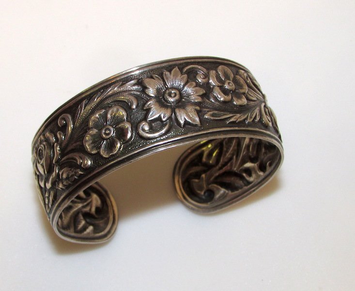 Vintage Kirk and Son Sterling Floral Cuff Bracelet (1 of 1)