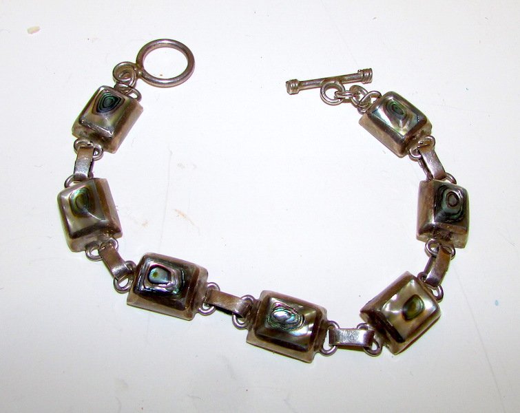 Mexican Sterling 925 Taxco Shell Inlay Bracelet (1 of 2)