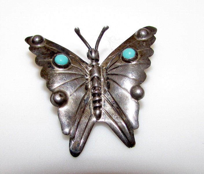 Vintage Mexican Sterling Turquoise Pre Eagle Brooch (1 of 2)