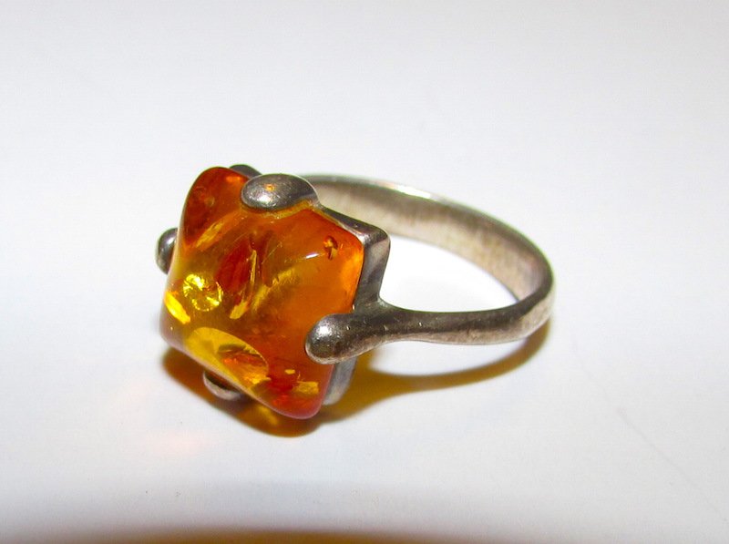 Art Deco Sterling Amber Ring Size (1 of 1)