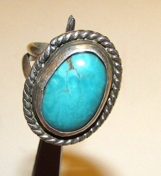 OLD Pawn Navajo Sterling turquoise Ring Size7 (1 of 1)
