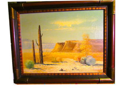 Vintage Original Oil On Canvas Southwestern Art Tony: Vintage Original Oil On Southwestern Art Painting. Framed, Nice condition. Southwest desert theme. Original by Tony White