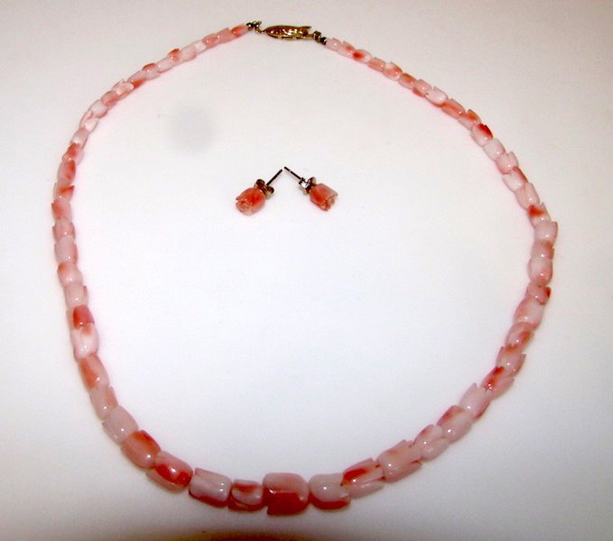 Salmon Angel Skin Coral Carved Set (1 of 1)