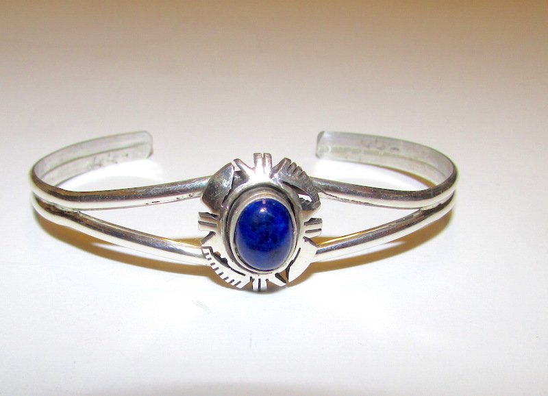 Navajo Sterling Silver Lapis Cuff Bracelet (1 of 2)