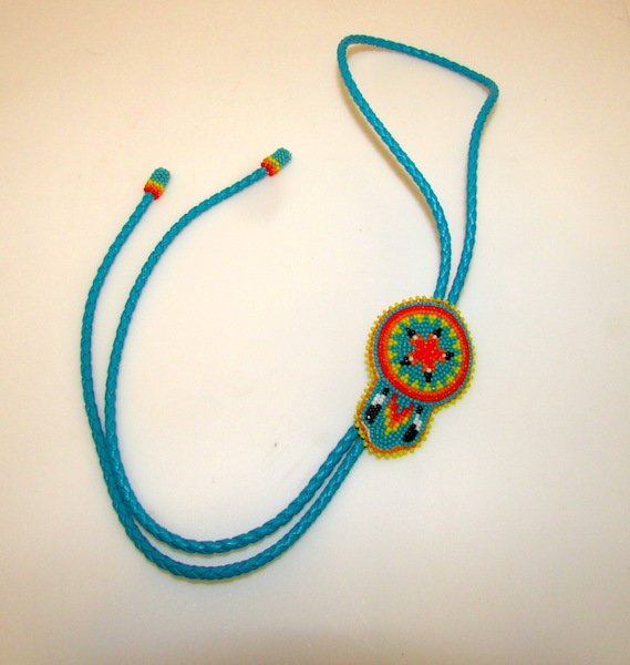 Old Pawn Native American Beaded Bolo Tie (1 of 1)