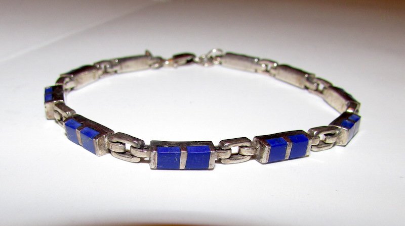 Vintage Sterling Silver Blue Lapis Bracelet (1 of 2)