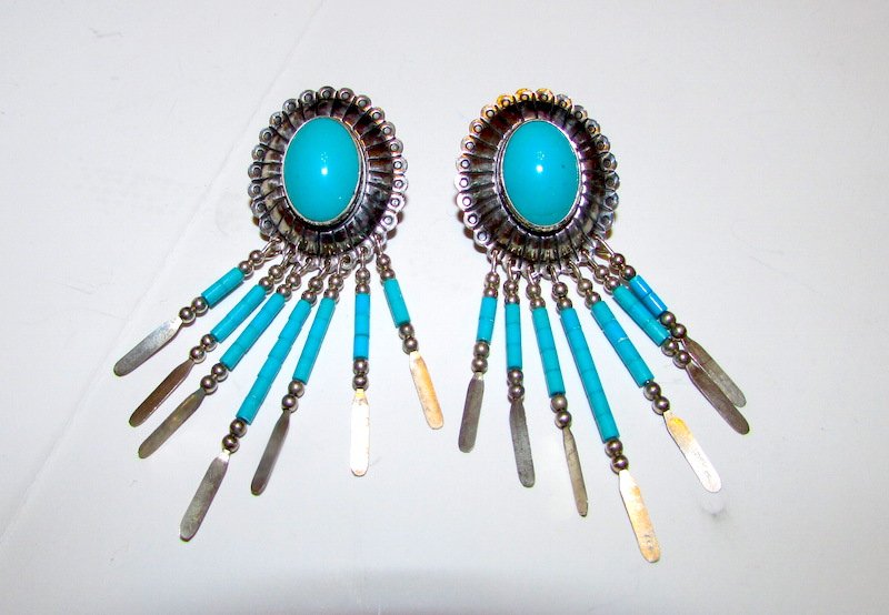 Native American Navajo Sterling Turquoise Earrings (1 of 2)