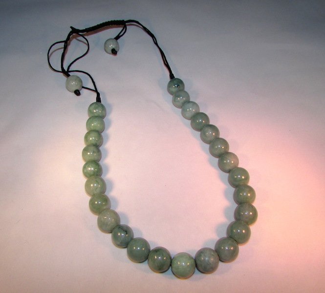 Green Jade Jadeite Beaded Adjustable Necklace (1 of 1)