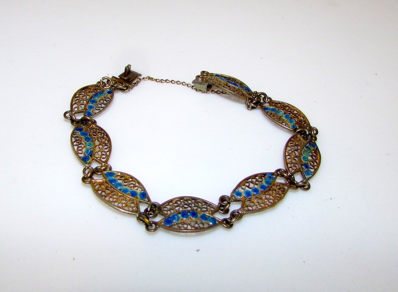 Antique 800 Silver Enamel Bracelet (1 of 1)