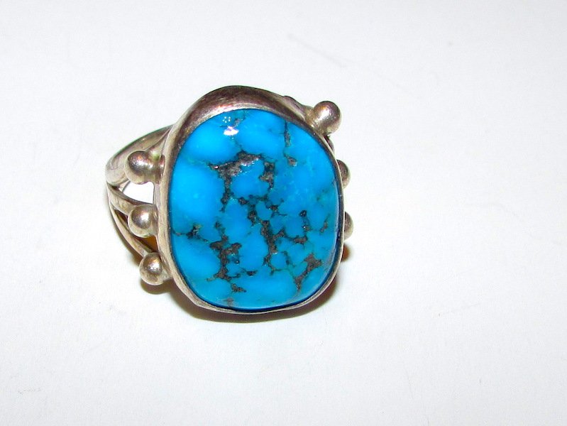 Old Pawn Sterling Turuqoise Navajo Ring 6 (1 of 2)