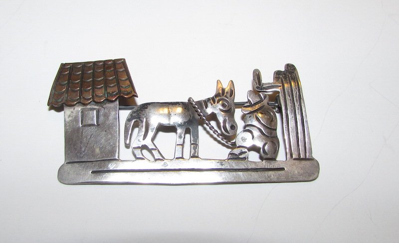 Taxco Mexican Silver Pre Eagle Brooch (1 of 2)