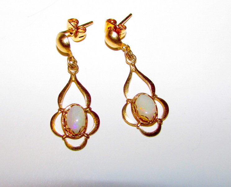 ART DECO 10K Gold Opal Earrings (1 of 2)